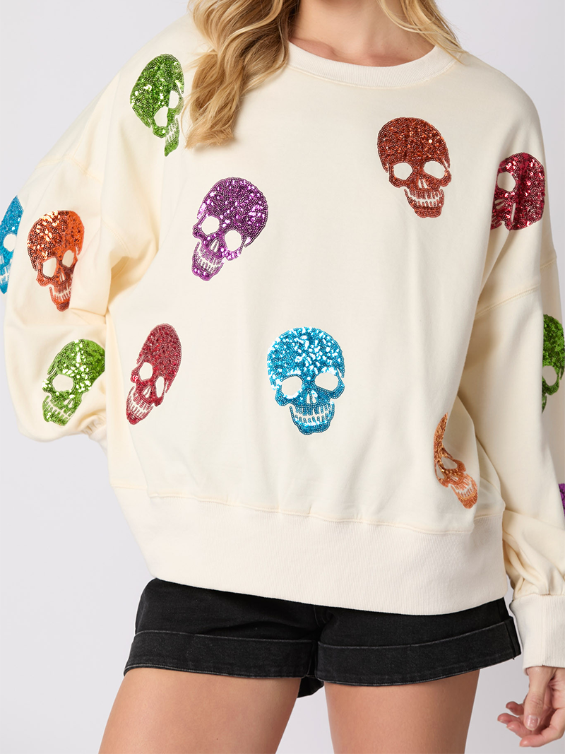 Multicolor Skull Print Top