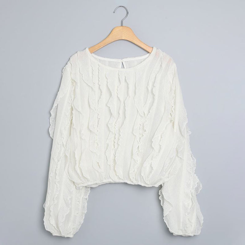 Ruffled Long-Sleeve Top