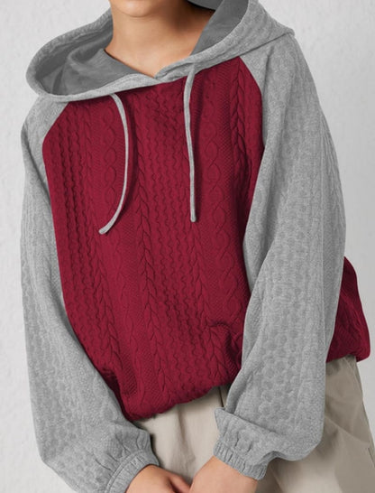 Two-Tone Cable Knit Hoodie