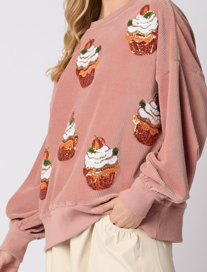 Sequin Cupcake Embellished Pullover