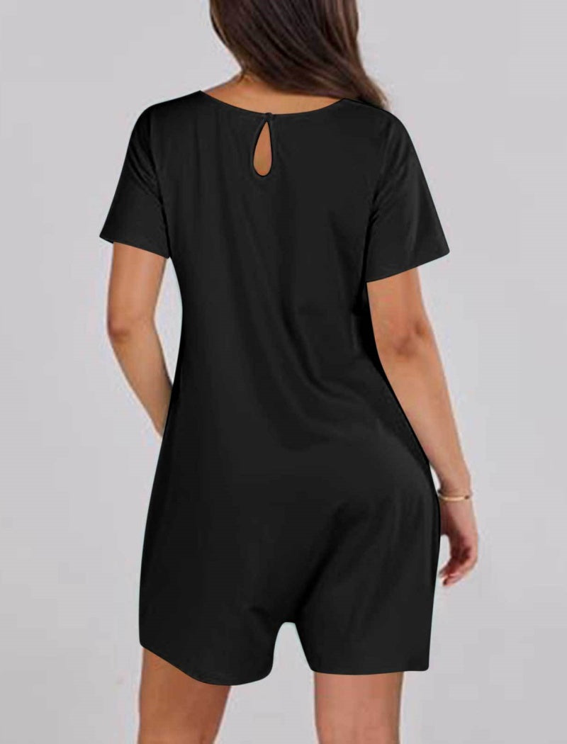 Double Pocket Short Sleeve Romper