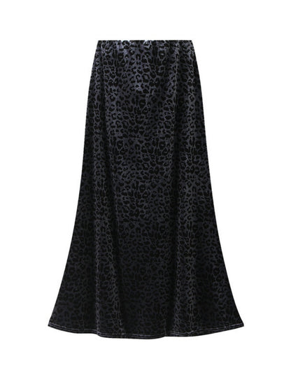 Leopard Print A-Line Midi Skirt