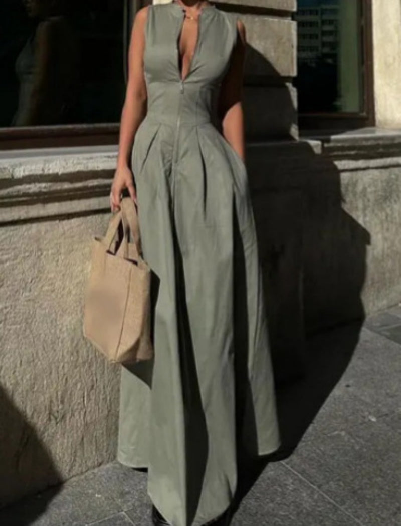 Sleeveless Keyhole Cutout Maxi Dress