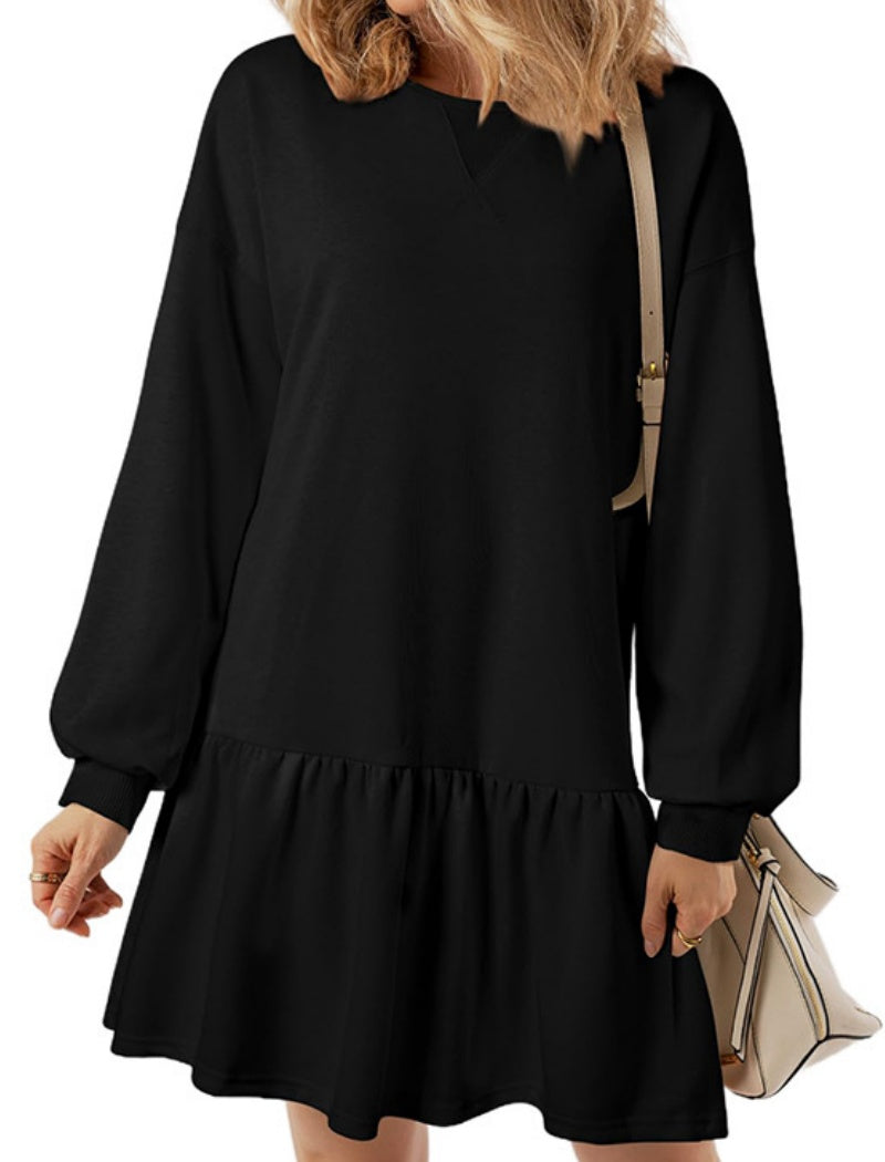 Drop Waist Long-Sleeve Casual Dress