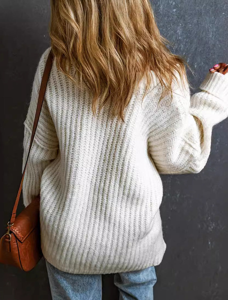 Loose Fit V-Neck Knit Sweater