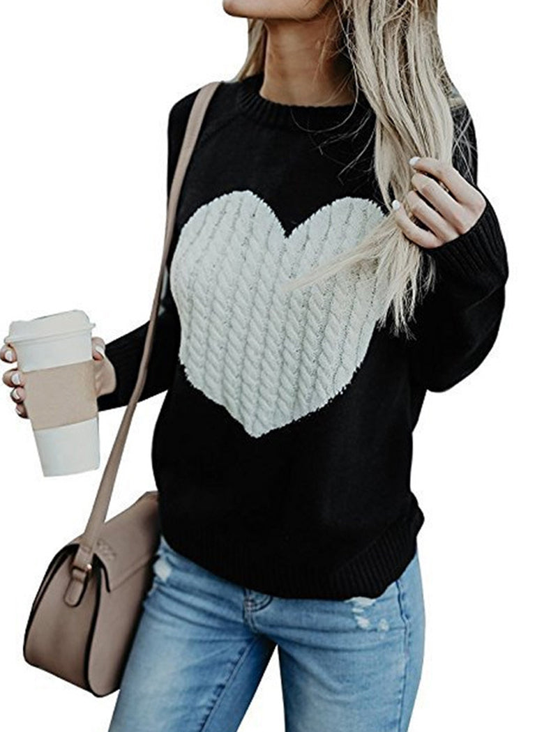 Knit Sweater with Heart Pattern