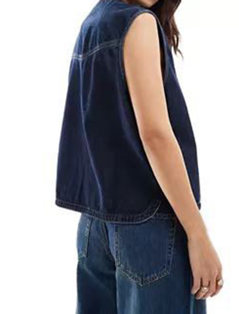 Sleeveless Tie-Front Denim Vest