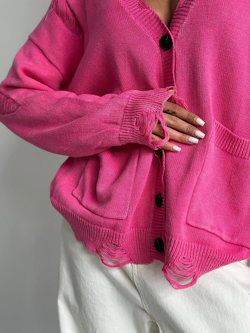 Distressed Pocket Cardigan