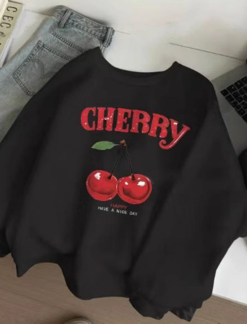 Cherry Print Crewneck Top