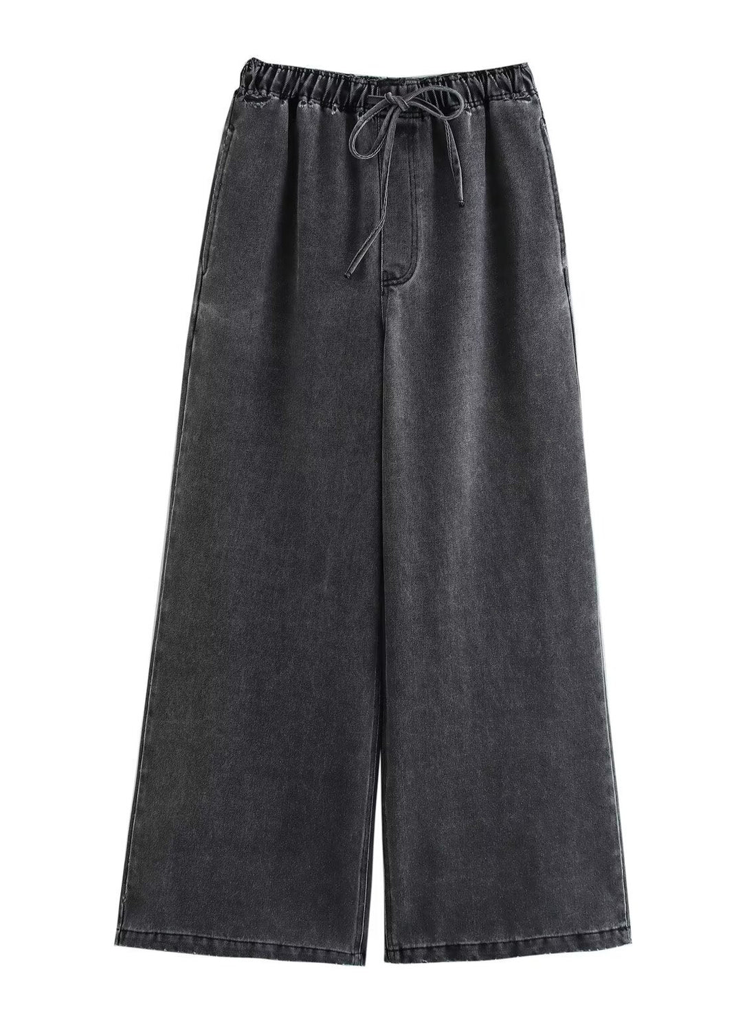 Wide-Leg Drawstring Denim Jeans
