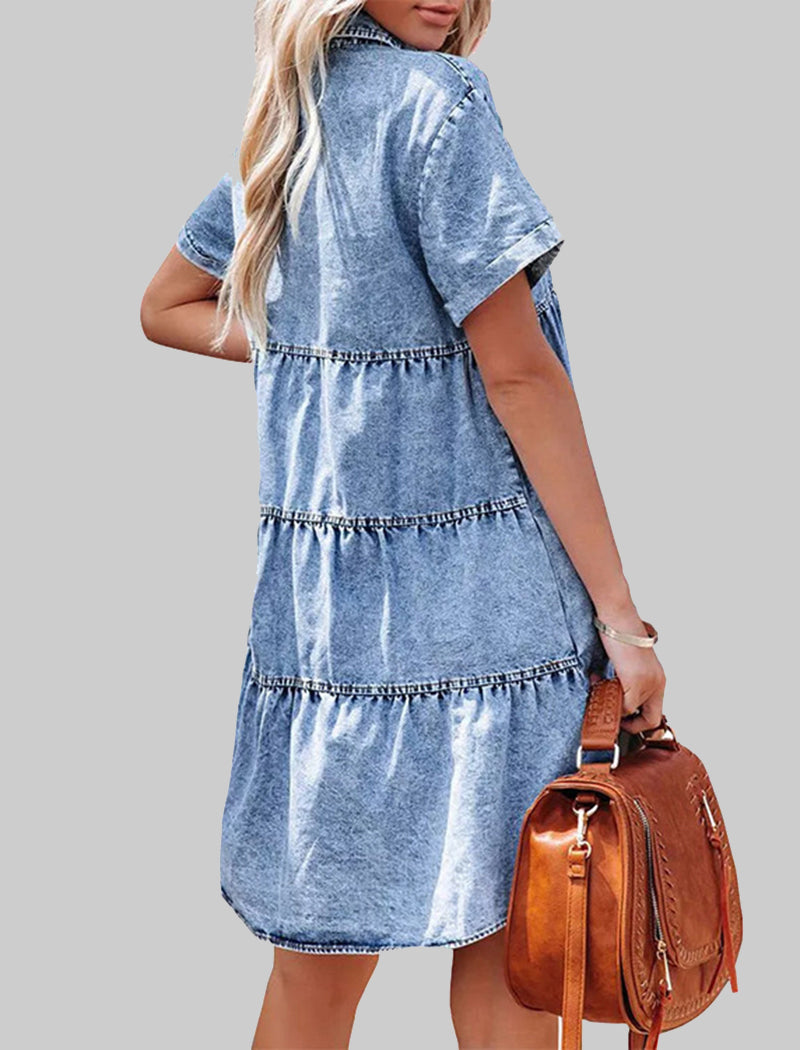 Button-Front Denim Shirt Dress