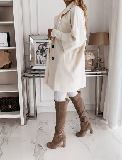 Notch Collar Buttoned Longline Coat