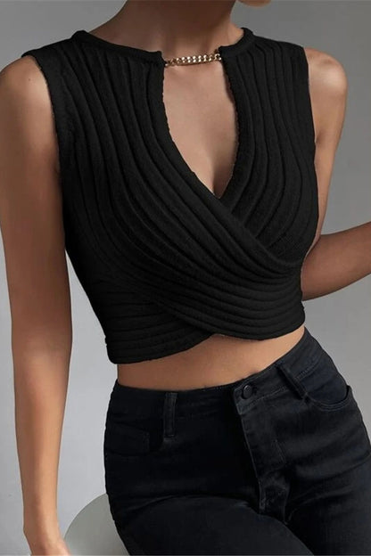 Ribbed Cutout Crop Top