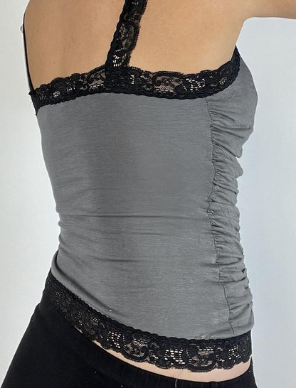 Ruched Lace-Trim Tank