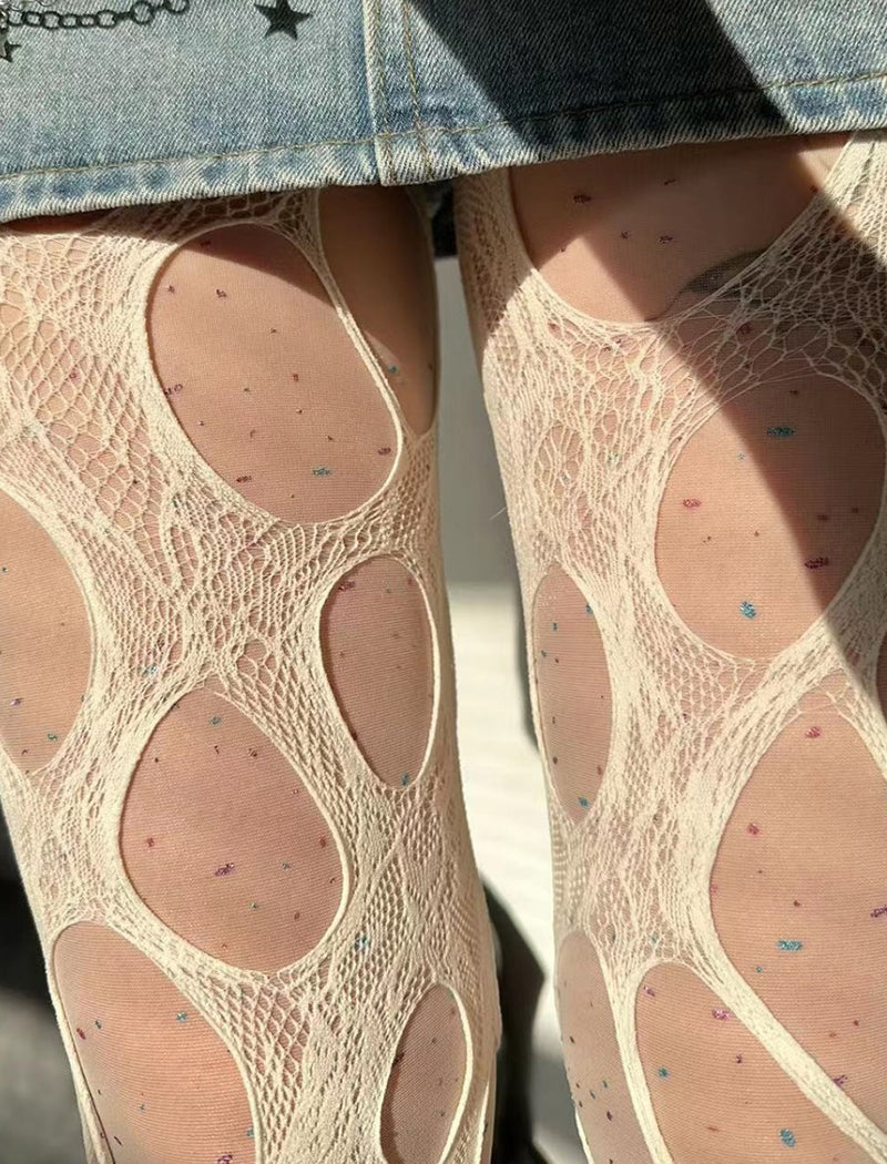 Cut-Out Knit Tights