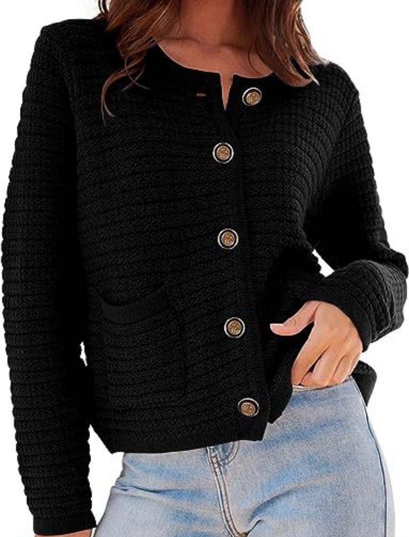 Textured Button-Front Cardigan