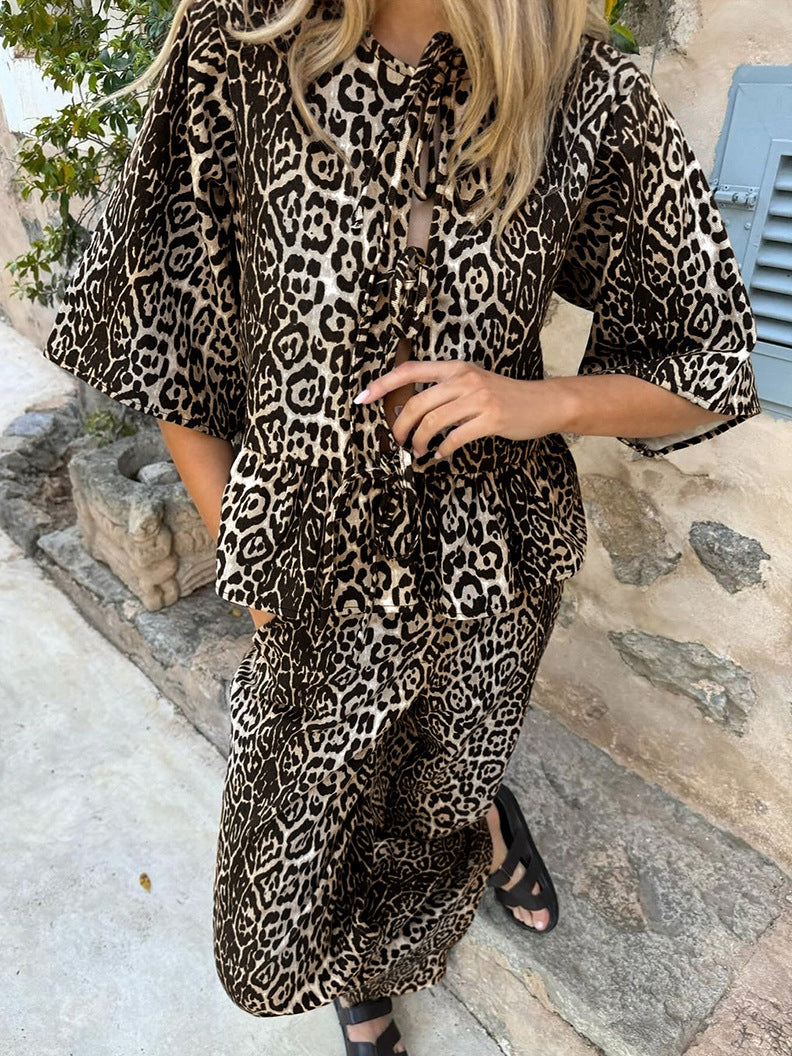 Leopard Print Top and Pants Set