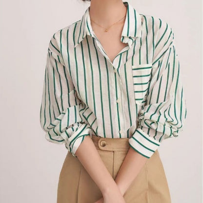 Striped Button-Up Blouse