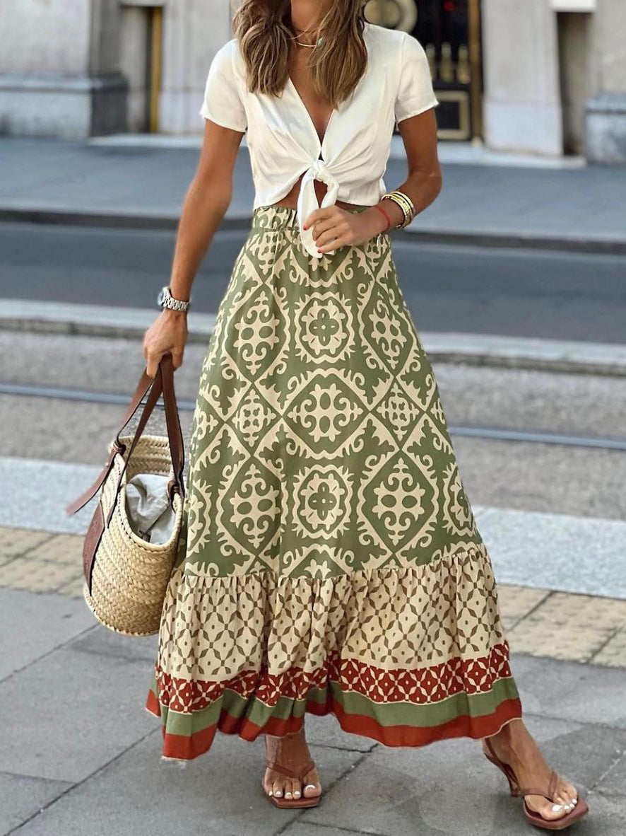 Bohemian Print Maxi Skirt