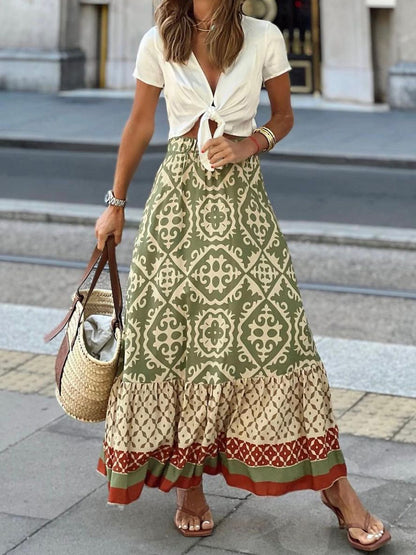 Bohemian Print Maxi Skirt