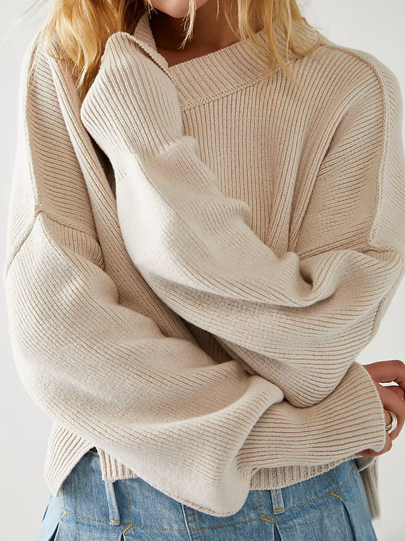 Solid Crop Pullover Sweater