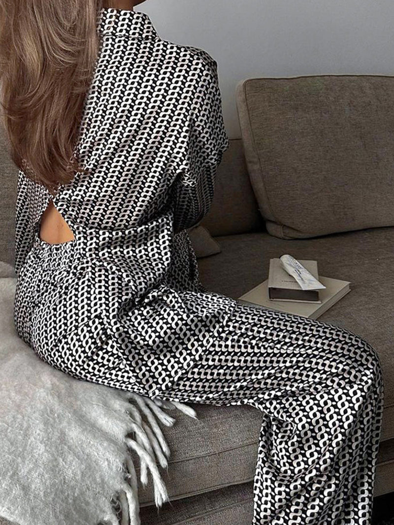 Geometric Print Shirt and Pants Set