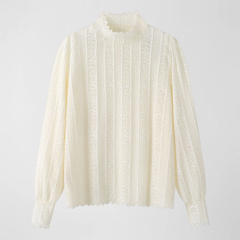 High Neck Lace Knit Sweater