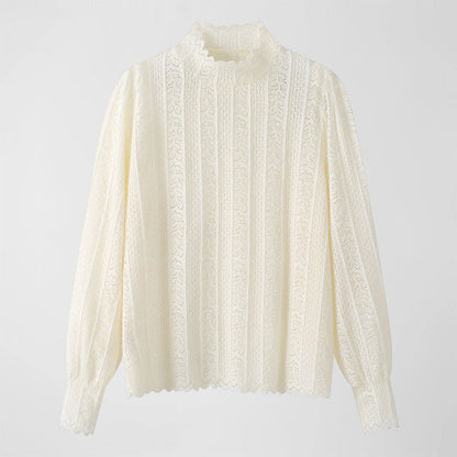 High Neck Lace Knit Sweater