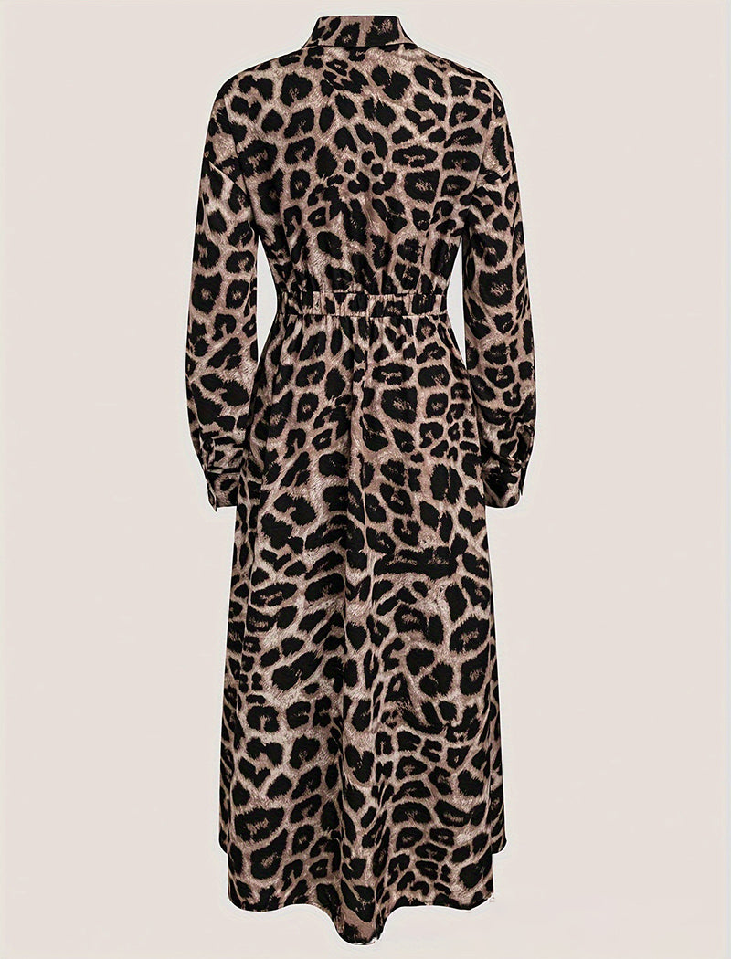 Leopard Print Maxi Dress with Belt