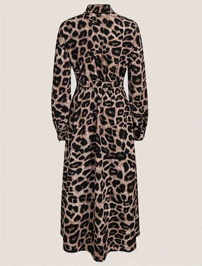 Leopard Print Maxi Dress with Belt