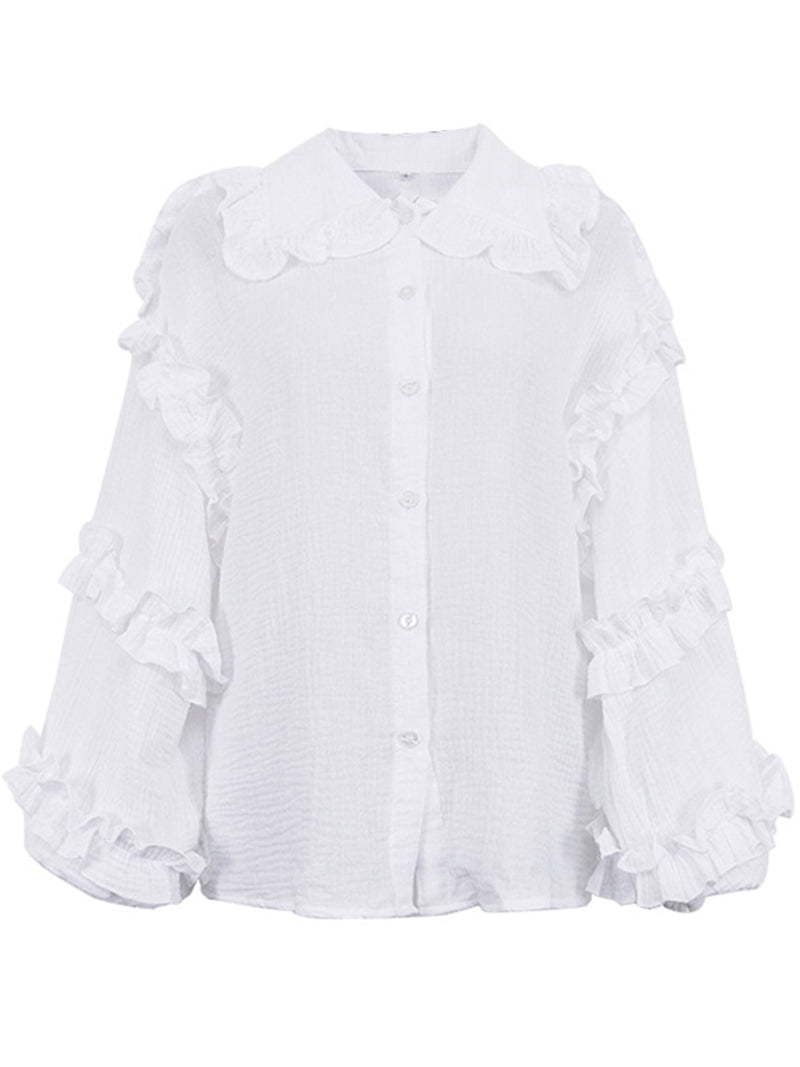Ruffle Button-Up Blouse