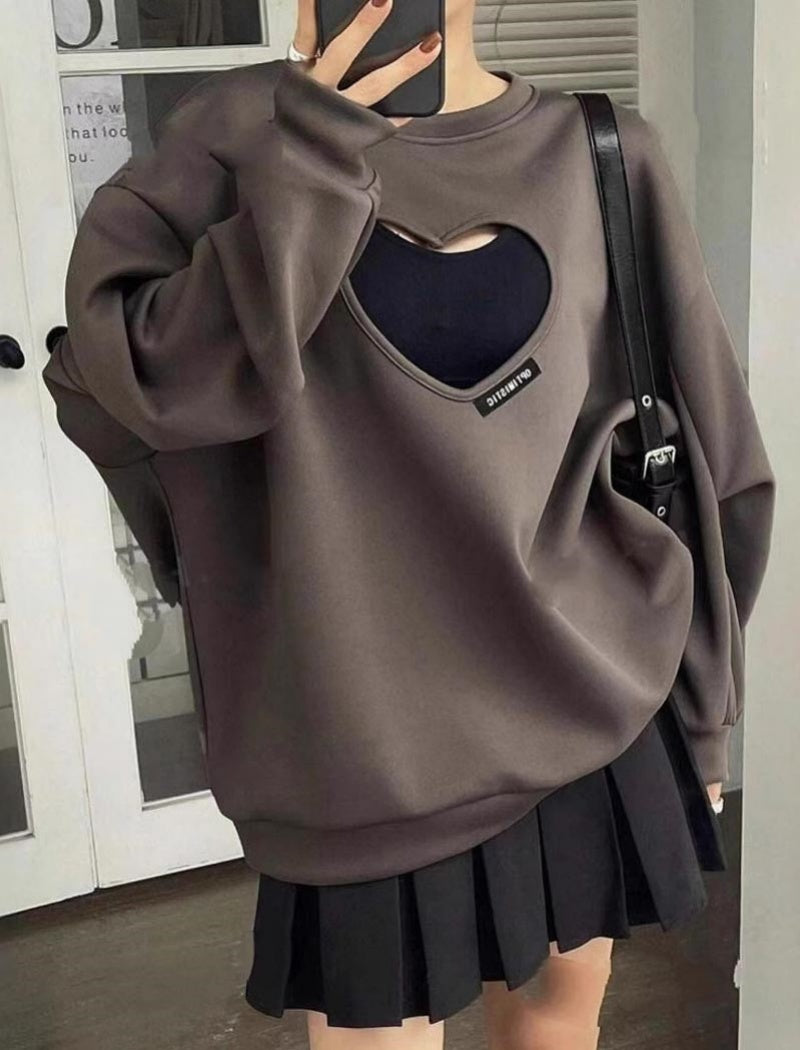 Heart Cutout Oversized Top