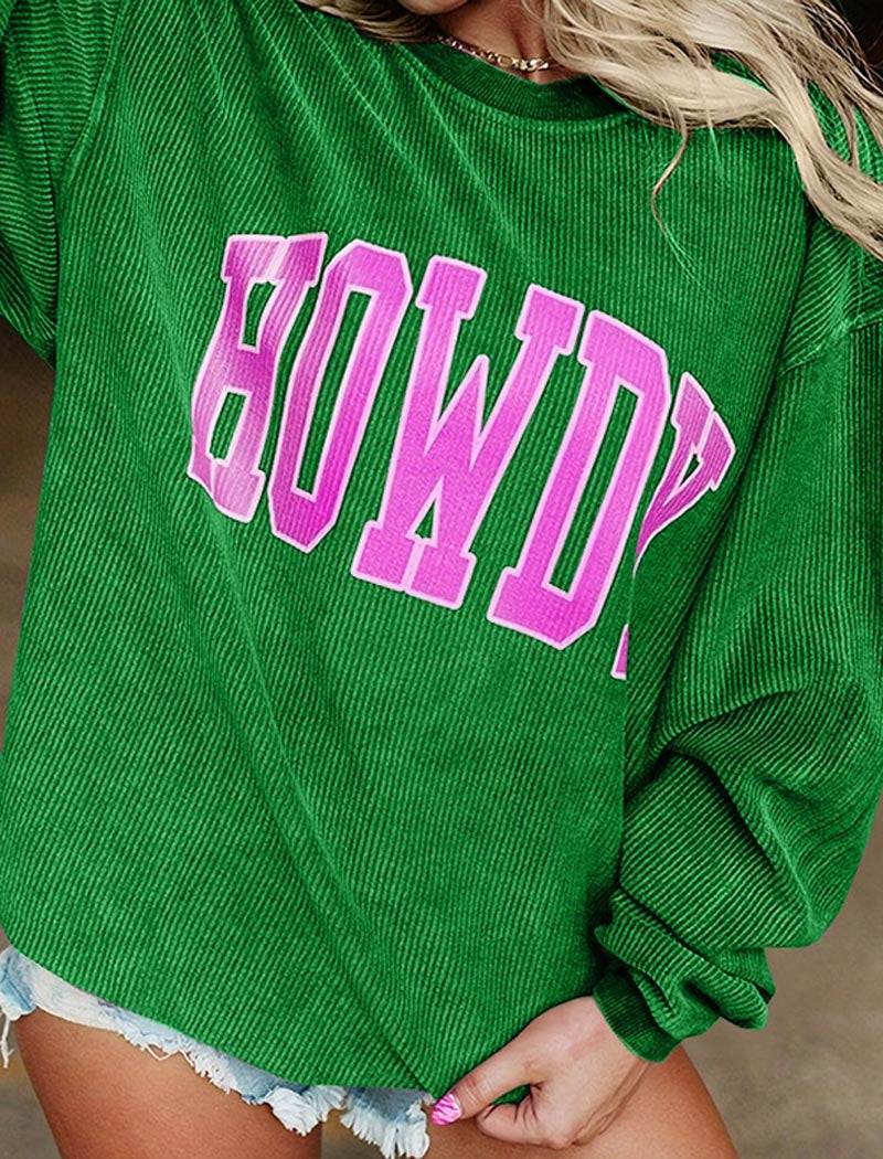 Oversized &quot;Howdy&quot; Graphic Sweater