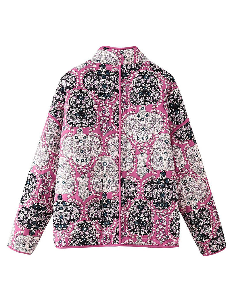 Floral Quilted Jacket with Front Pockets