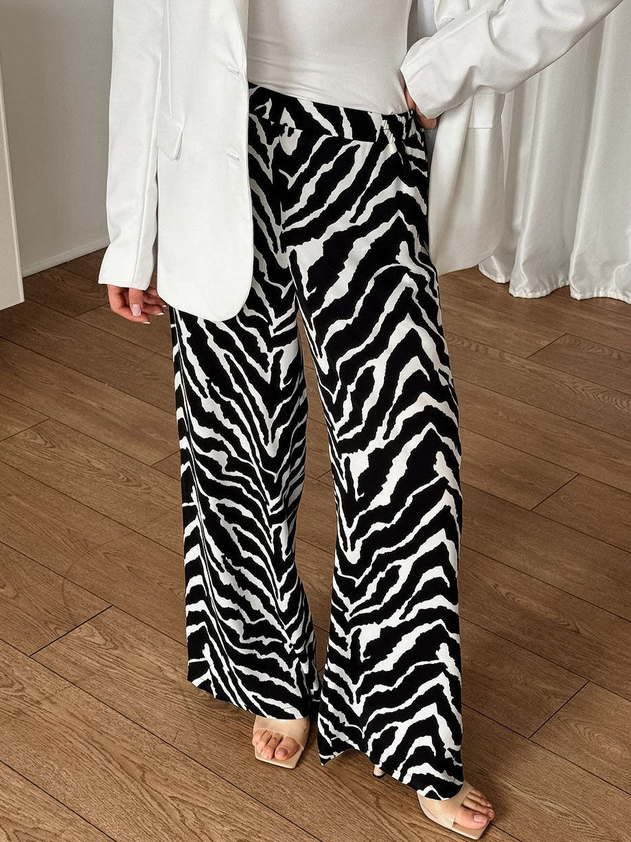 Printed Loose Wide-Leg Pants