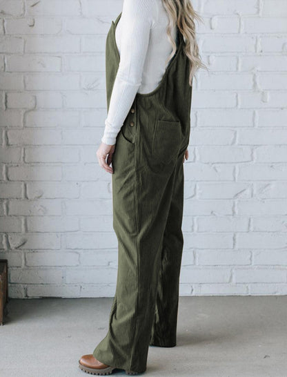 Multi-pocket Corduroy Overalls