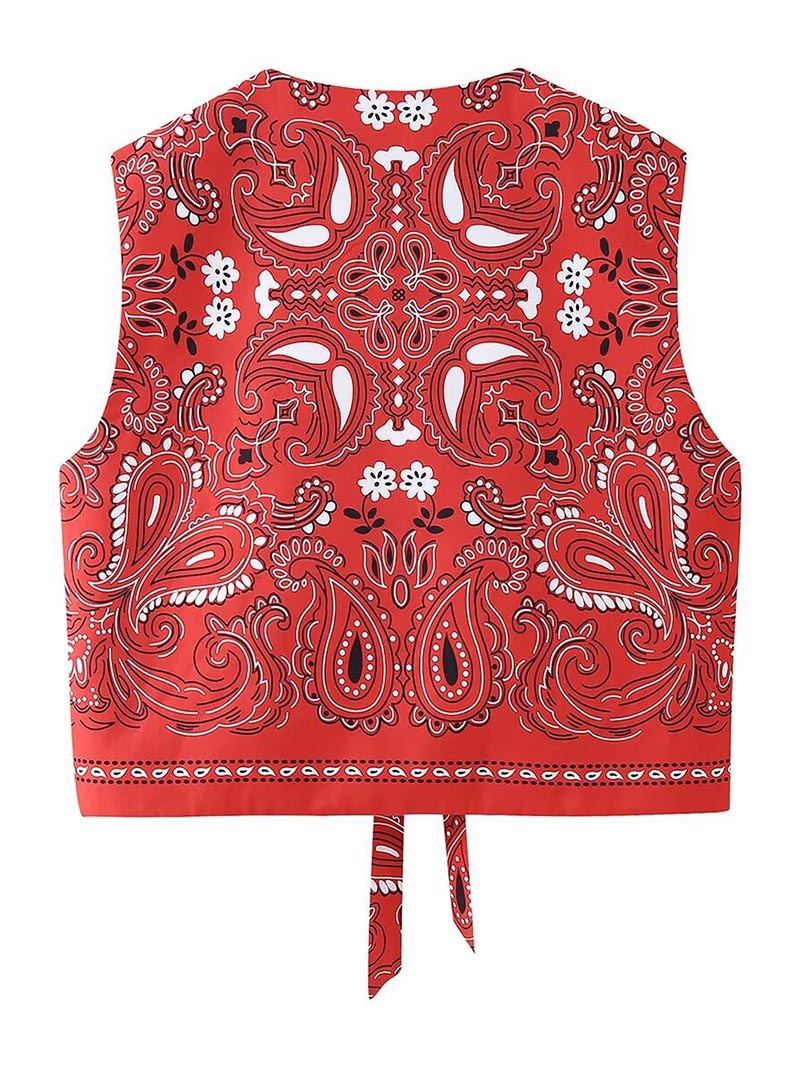 Graphic Tie-Front Vest