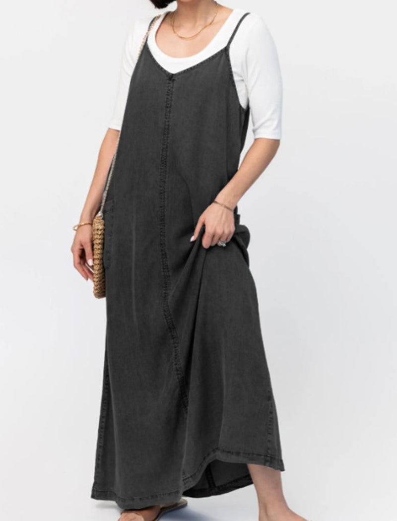 Relaxed Fit Sleeveless Denim Maxi Dress