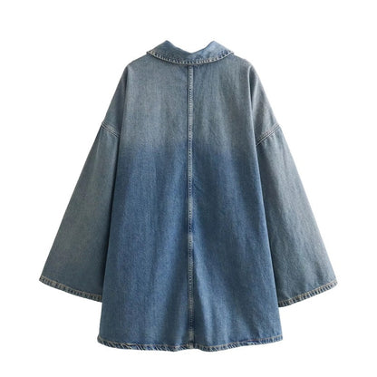 Oversized Long-Sleeve Denim Mini Dress