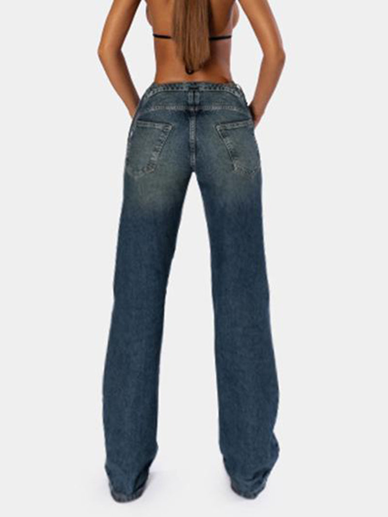 High-Waisted Tie-Waist Jeans