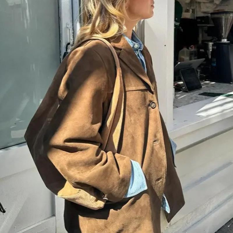 Oversized Faux Suede Blazer