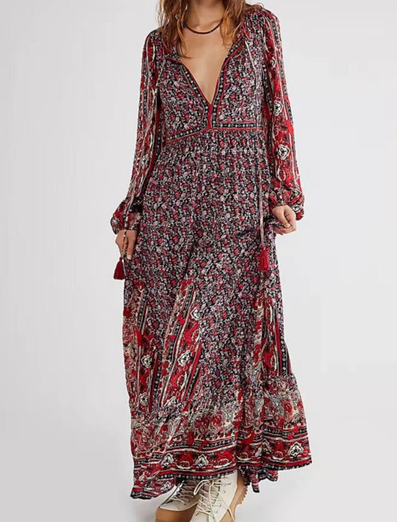 Beach Vacation Flared Maxi Dress