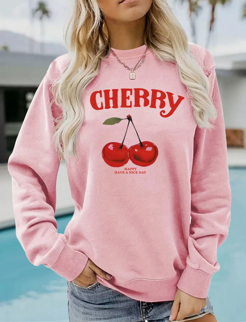 Cherry Print Crewneck Pullover