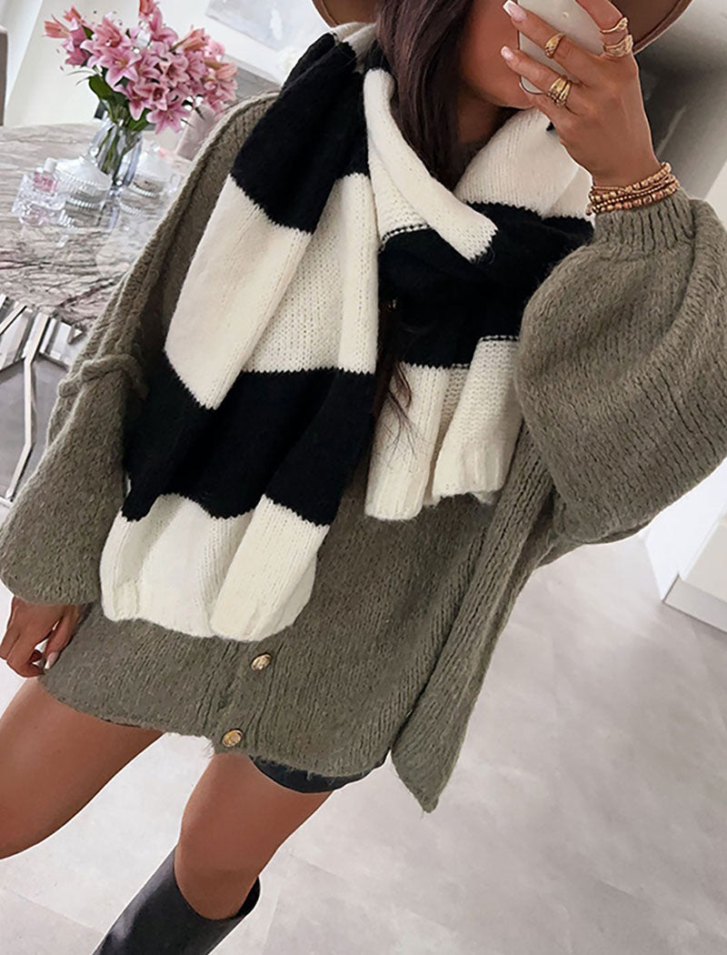 Chunky Knit Button-Up Cardigan