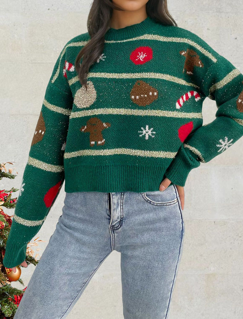 Festive Knit Sweater with Holiday Motifs