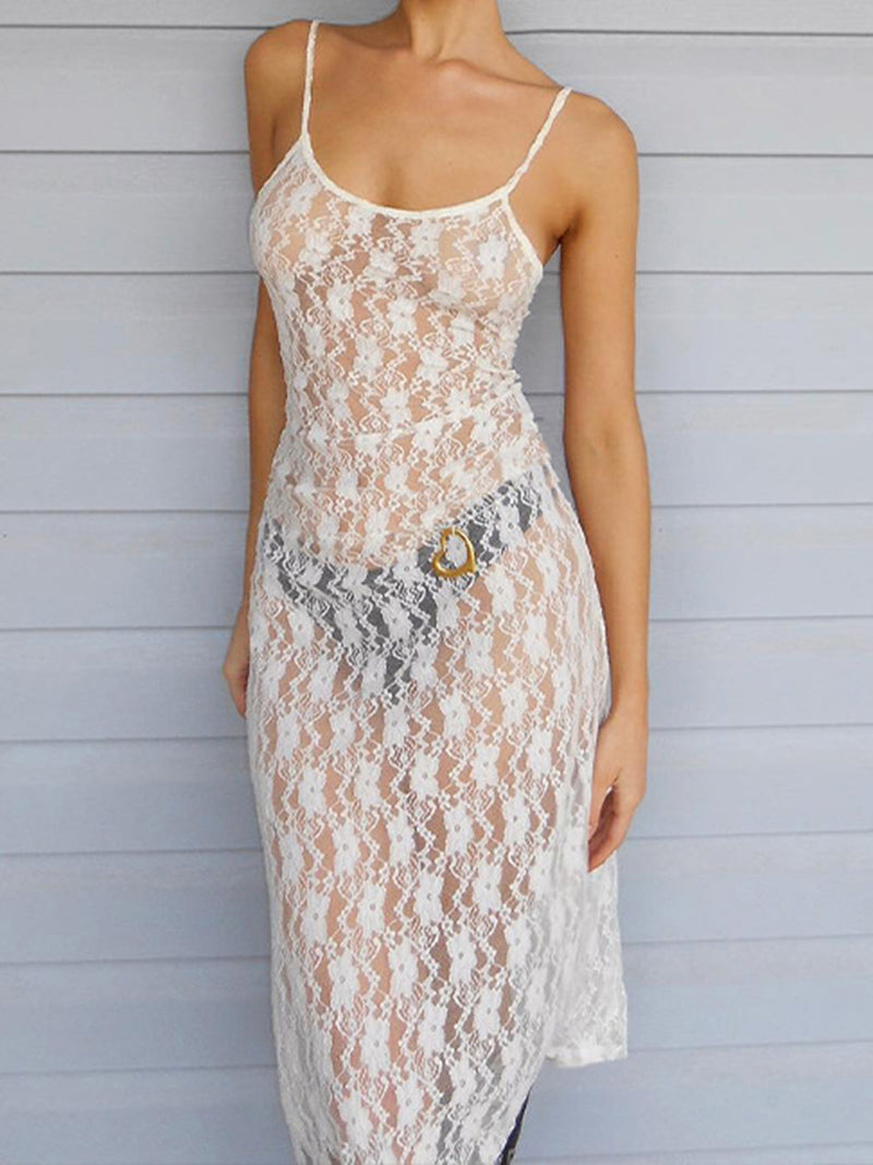 Sheer Lace Maxi Cami Dress