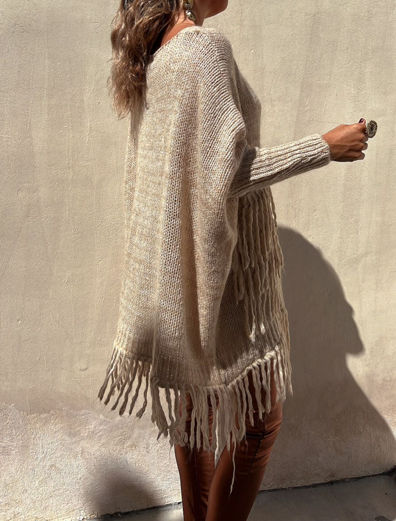 Fringe Detail Oversized Sweater