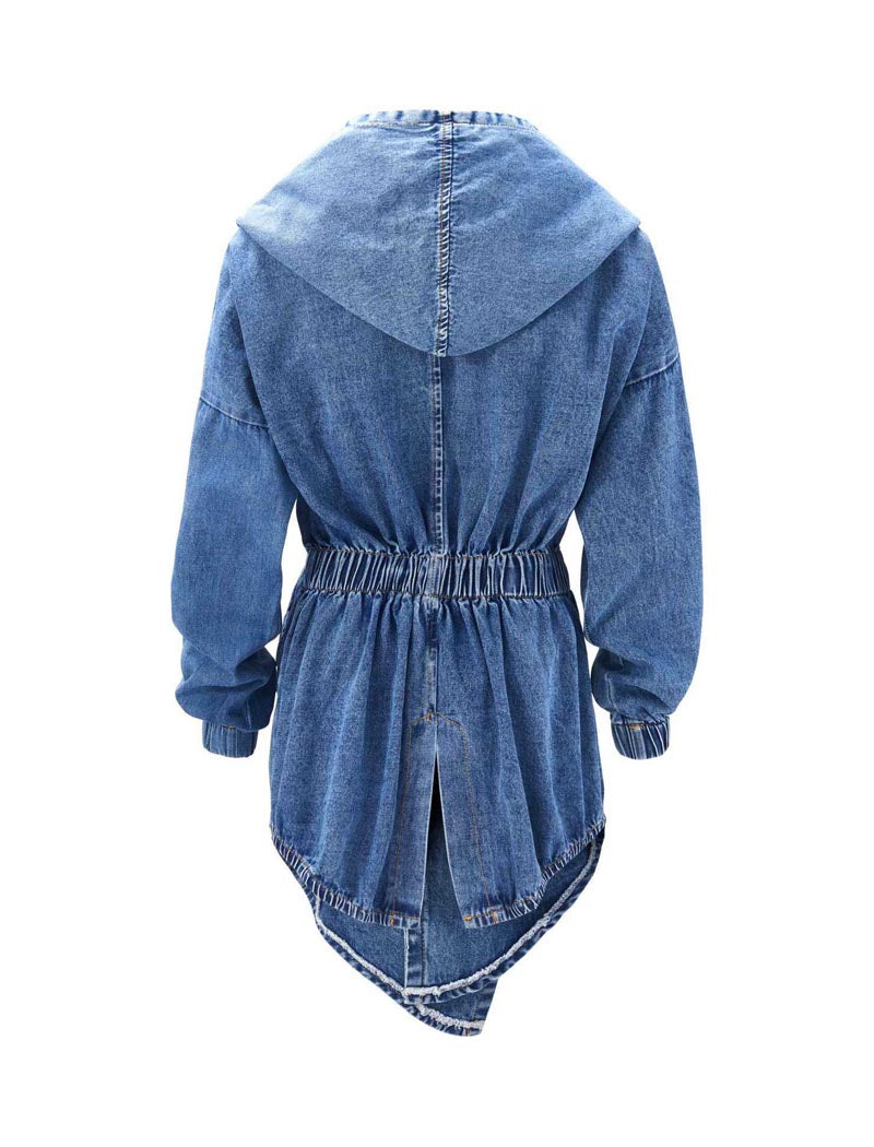 Drawstring Hooded Denim Jacket