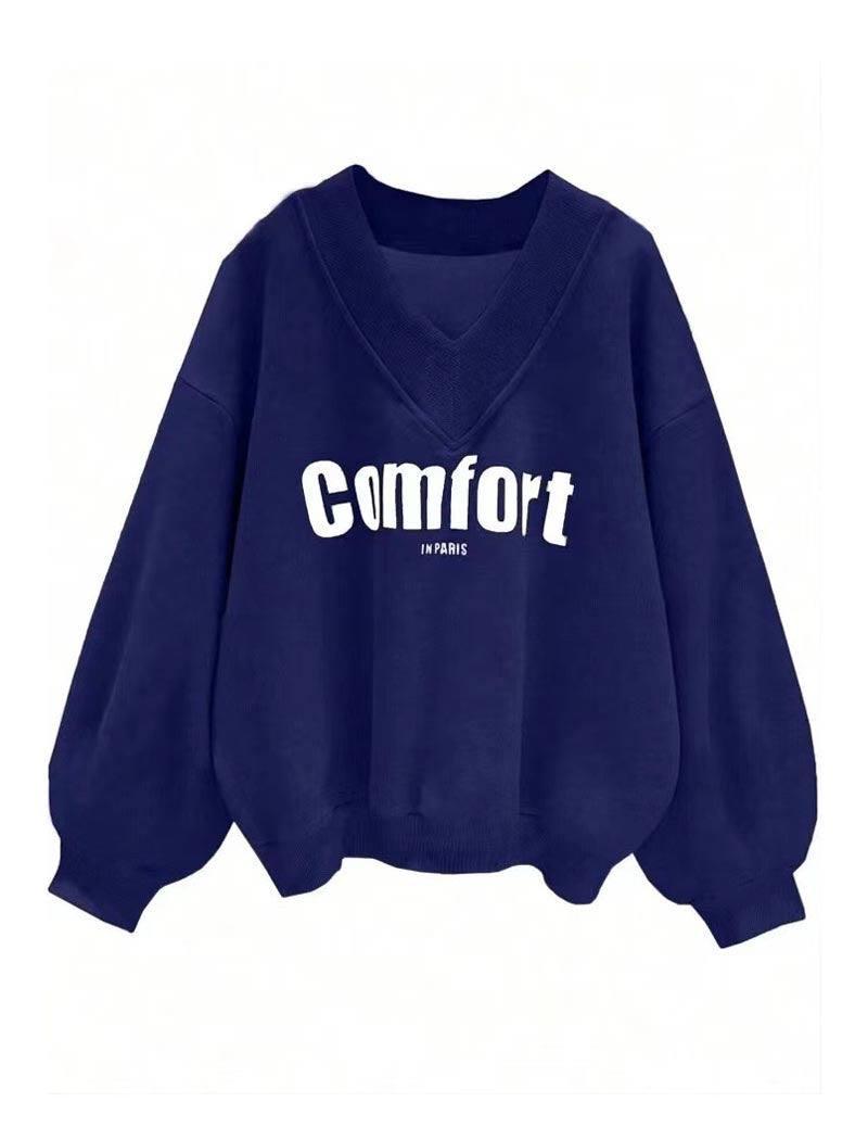 V-Neck Comfort Print Pullover