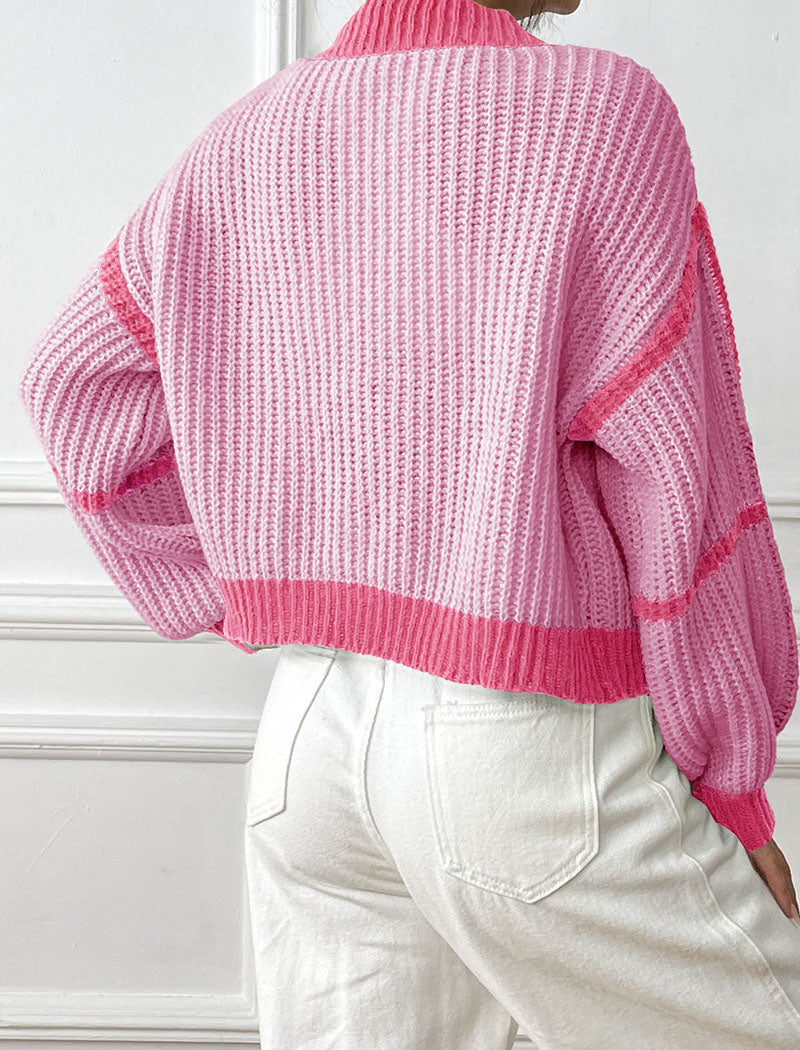 Striped Open-Front Knit Cardigan